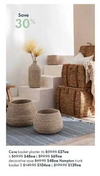 Pillow Talk Cove basket planter xs decorative vase hampton trunk basket offer