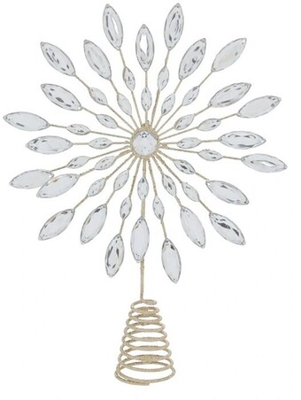 Myer Luxe faux gems and glitter snowflake tree topper in champagne offer