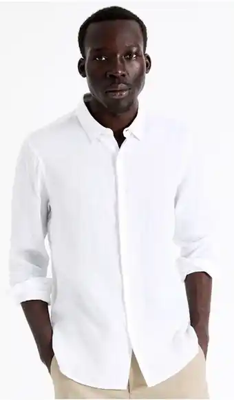 Myer Blaq linen long sleeve shirt in white offer