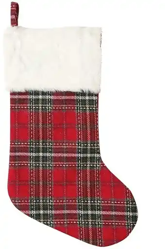 Heirloom fabric tartan plaid with fur trim stocking