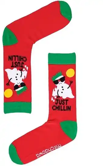 Myer Mitch dowd christmas socks in red & green offer