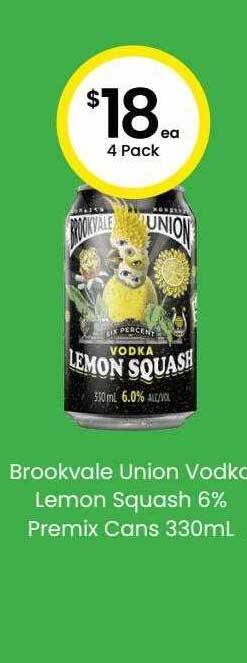 The Bottle O Brookvale union vodka lemon squash 6% premix cans offer