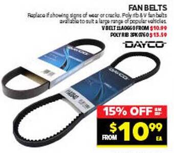 Autopro Fan belts dayco offer