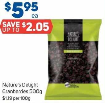 Foodland Nature's Delight Cranberries 500g offer