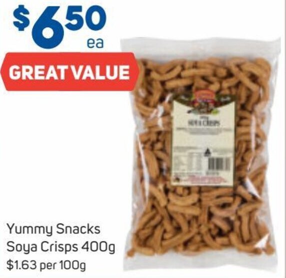 Yummy Snacks Soya Crisps 400g offer at Foodland