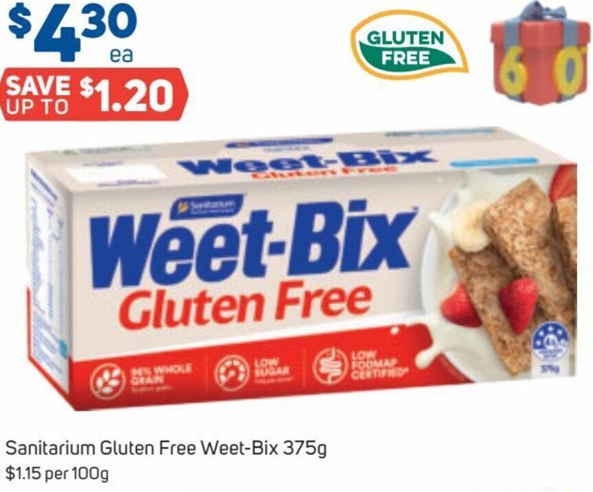 Sanitarium Gluten Free WeetBix 375g offer at Foodland