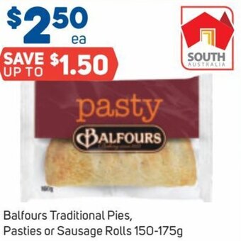 Foodland Balfours Traditional Pies, Pasties Or Sausage Rolls 150-175g offer
