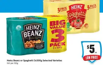IGA Heinz beanz or spaghetti 3x300 g offer