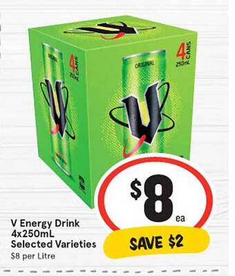 IGA V energy drink 4x250ml offer