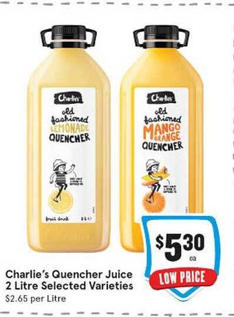 IGA Charlie's quencher juice 2 litre offer