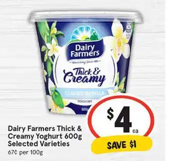 IGA Dairy farmers thick & creamy yoghurt 600 g offer
