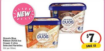 IGA Streets blue ribbon duos ice cream 2 litre offer