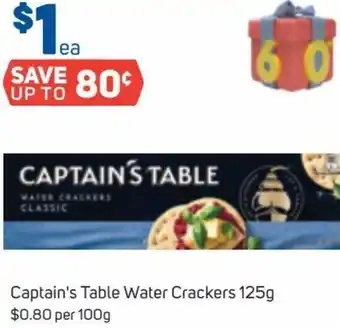 Foodland Captian's Table Water Crackers 125g offer