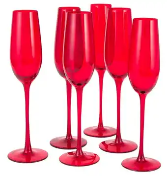 6 ruby red flute glasses