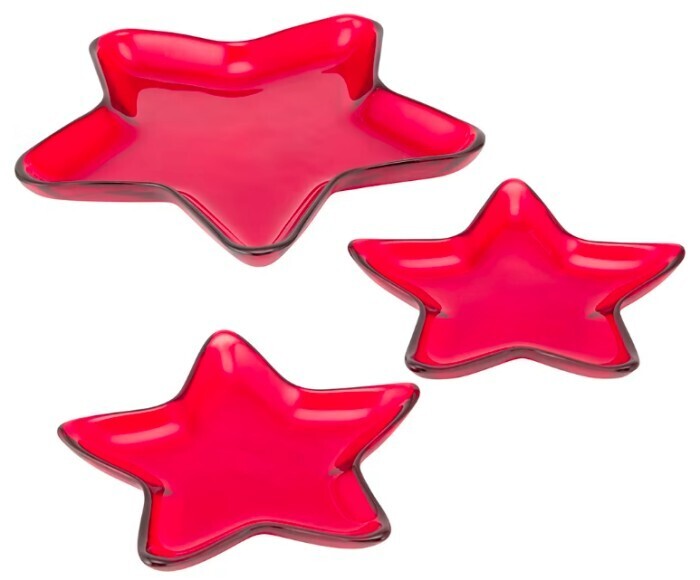 3 pack red star glass serving dishes offer at Kmart