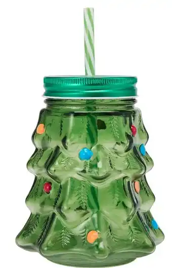 Kmart Christmas tree drink jar and straw offer