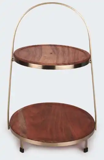 Kmart 2 tier gold look stand with round serving boards offer