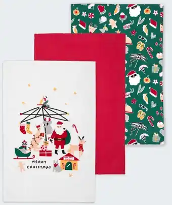 Kmart 3 pack fun christmas icons tea towels offer