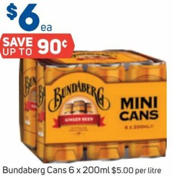 Foodland Bundaberg Cans 6 x 200ml offer