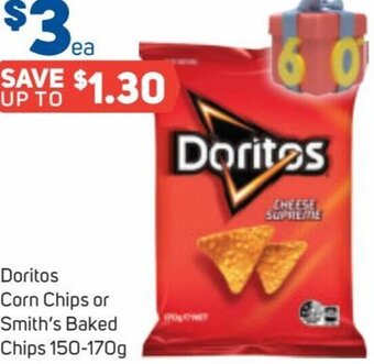 Foodland Doritos Corn Chips Or Smith's Baked Chips 150-170g offer