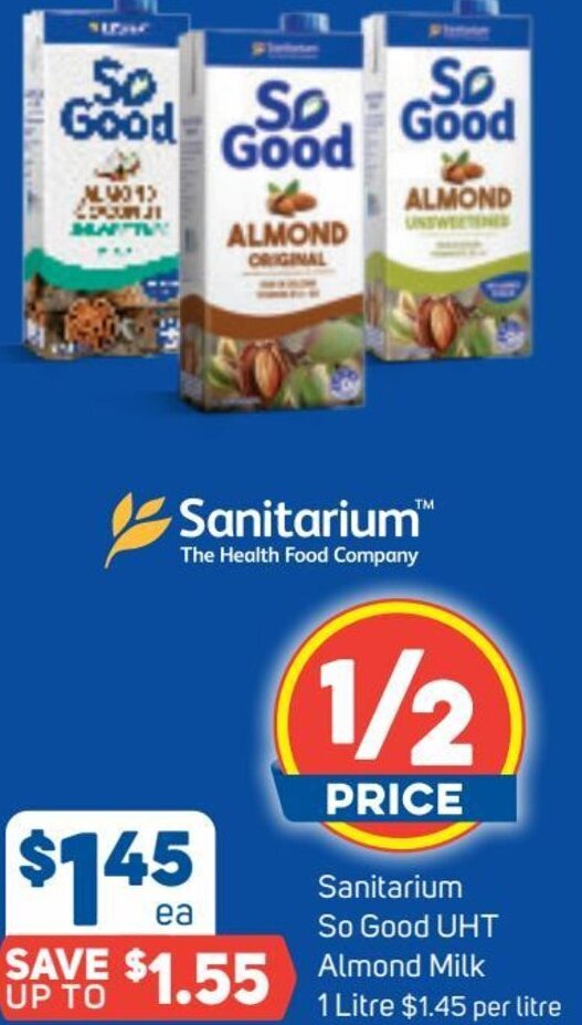Sanitarium So Good UHT Almond Milk 1 Litre offer at Foodland