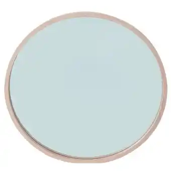 Oak look round mirror