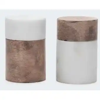 Kmart 2 pack wood and marble salt & pepper shakers offer