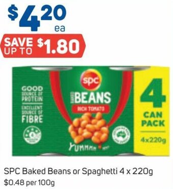 Foodland SPC Baked Beans Or Spaghetti 4 x 220g offer