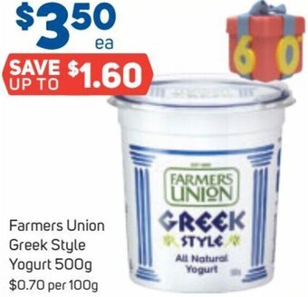Foodland Farmers Union Greek Style Yogurt 500g offer