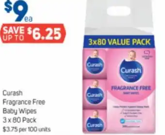 Foodland Curash Fragrance Free Baby Wipes 3 x 80 Pack offer