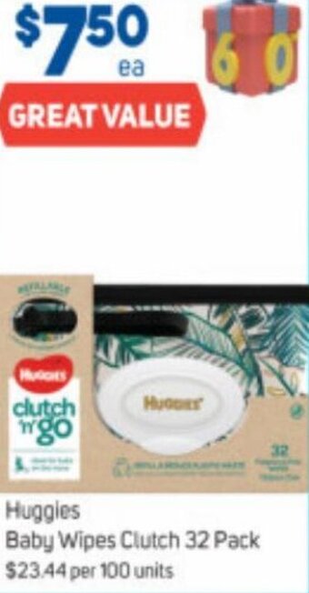 Foodland Huggies Baby Wipes Clutch 32 Pack offer