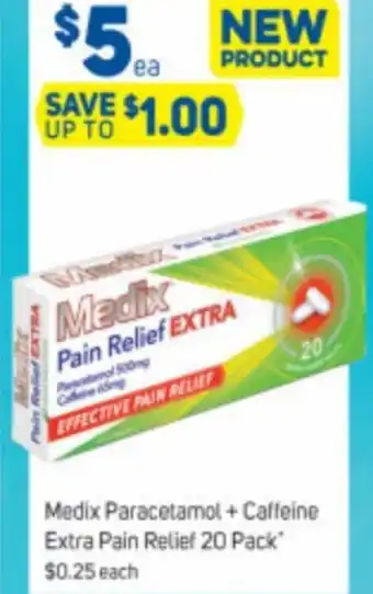 Foodland Medix Paracetamol + Caffeine Extra Pain Relief 20 Pack offer