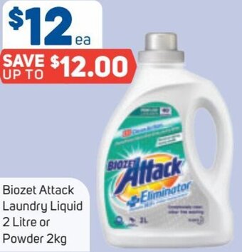 Foodland Biozet Attack Laundry Liquid 2 Litre Or Powder 2Kg offer