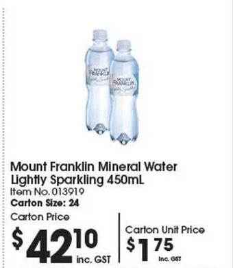 Campbells Wholesale Mount franklin mineral water lightly sparkling offer