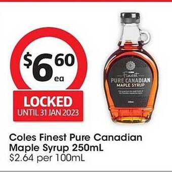 Coles Coles finest pure canadian maple syrup offer