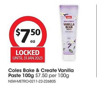 Coles Coles bake & create vanilla paste offer