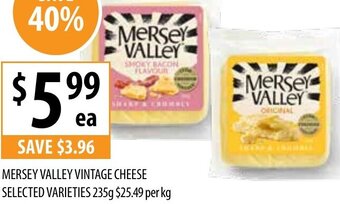 Supabarn Mersey Valley Vintage Cheese Selected Varieties 235g offer