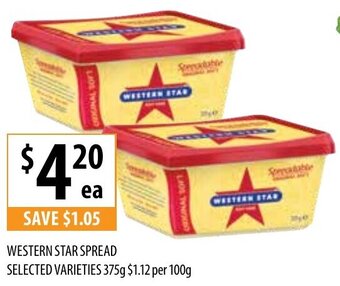 Supabarn Western Star Spread Selected Varieties 375g offer