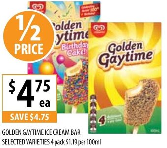 Supabarn Golden Gaytime Ice Cream Bar Selected Varieties 4 Pack offer