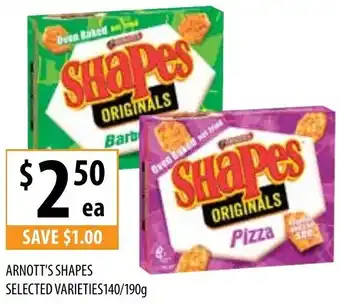 Supabarn Arnott's Shapes Selected Varieties 140/190g offer