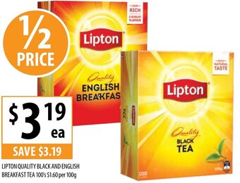 Supabarn Lipton Quality Black And English Breakfast Tea 100's offer