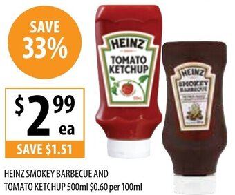 Supabarn Heinz Smokey Barbecue And Tomato Ketchup 500ml offer