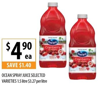 Supabarn Ocean Spray Juice Selected Varieties 1.5 Litre offer