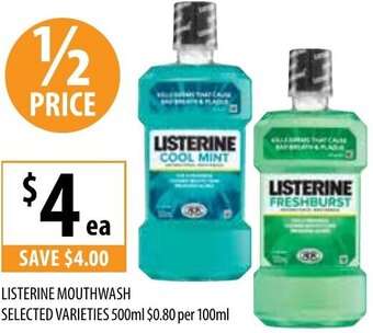 Supabarn Listerine Mouthwash Selected Varieties 500ml offer