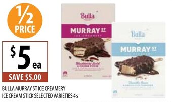 Supabarn Bulla Murray St Ice Creamery Ice Cream Stick Selected Varieties 4's offer