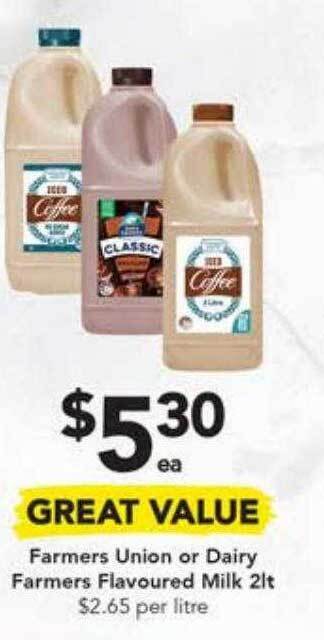 Drakes Farmers union or dairy farmers flavoured milk offer
