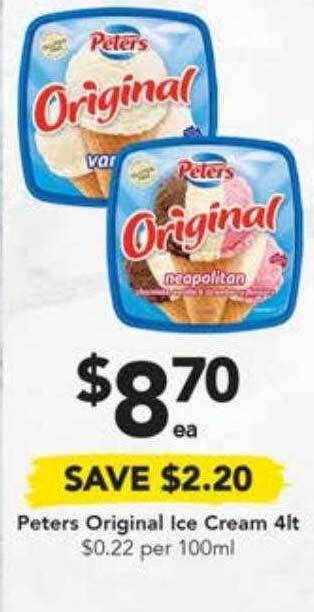 Drakes Peters original ice cream 4lt offer