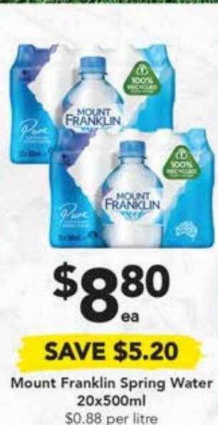 Drakes Mount franklin spring water offer