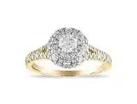 Bevilles Jewellery Double Halo Solitaire Ring with 1.00ct of Diamond in 14ct Yellow Gold offer