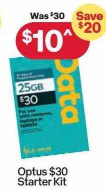 Australia Post Optus $30 starter kit offer